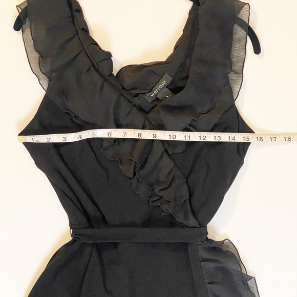 White House Black Market Black Coquette Chiffon Ruffle Wrap Dress | Size 6 - Picture 8 of 9